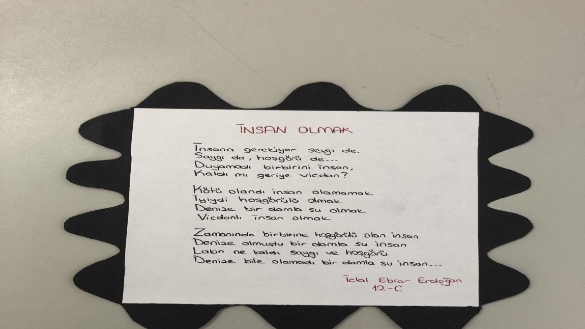 12. Sınıf Öğrencimizin yazmış olduğu şiir